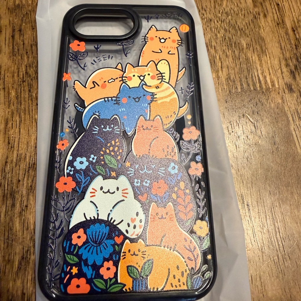 Cute Multicolor Cats Clear Phone Case - Black Bumper